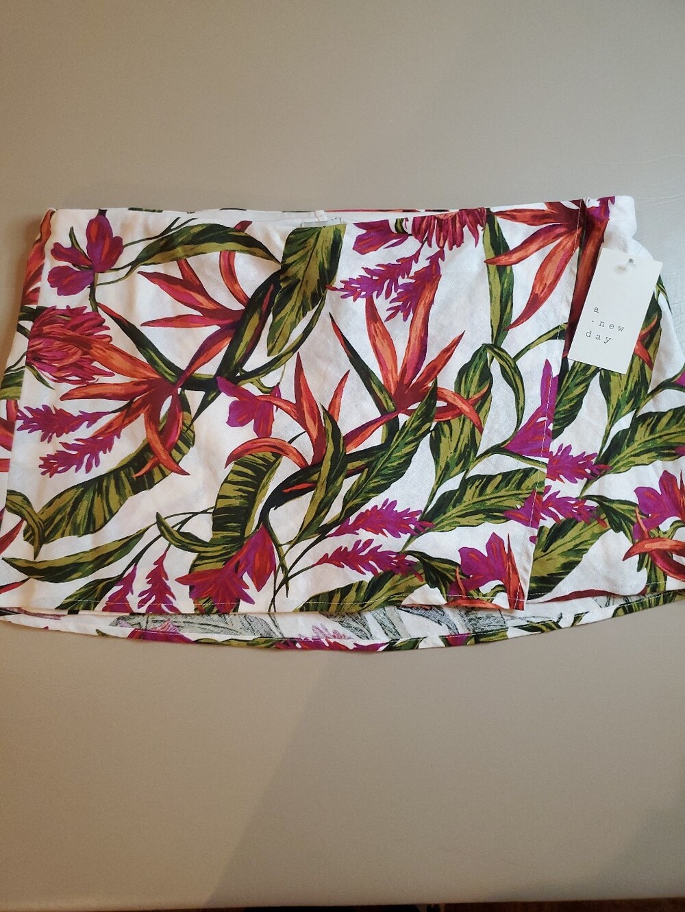 A New Day Women's Tropical Linen Mini Wrap Skirt Skort -Pink Size Large New - Picture 2 of 10